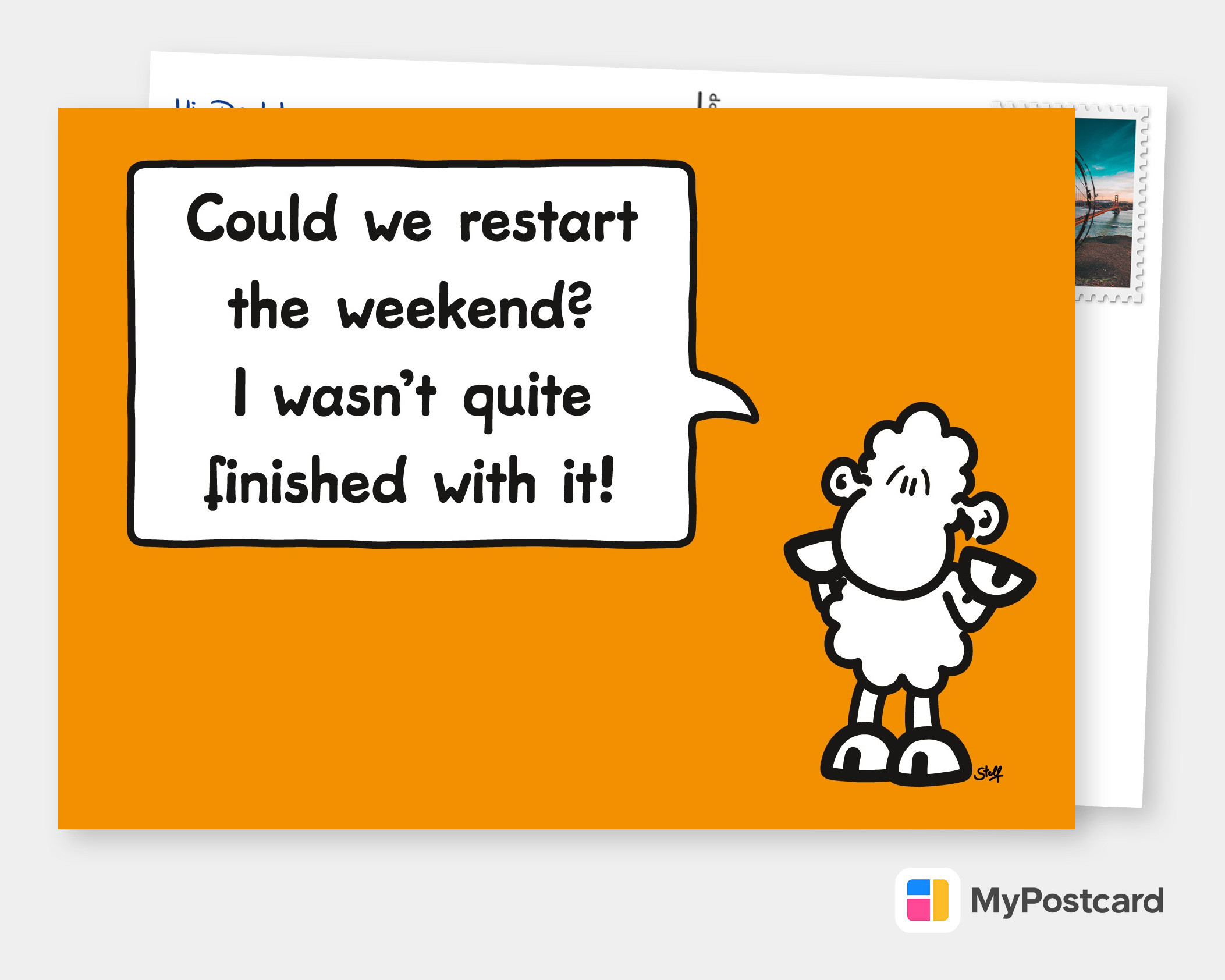 Restart The Weekend Comic Cartoons Echte Postkarten Online Versenden